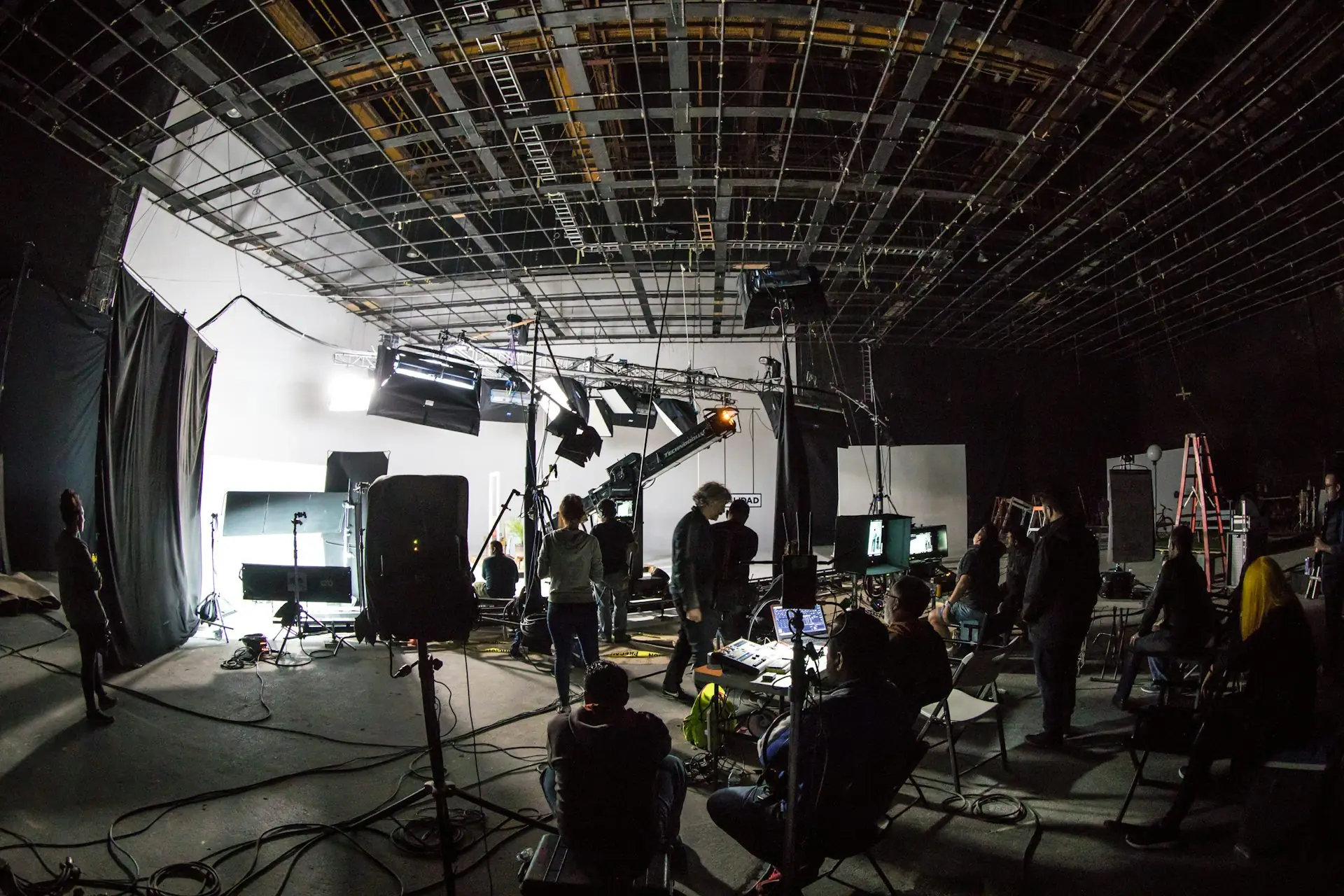 Film crew working on a soundstage
